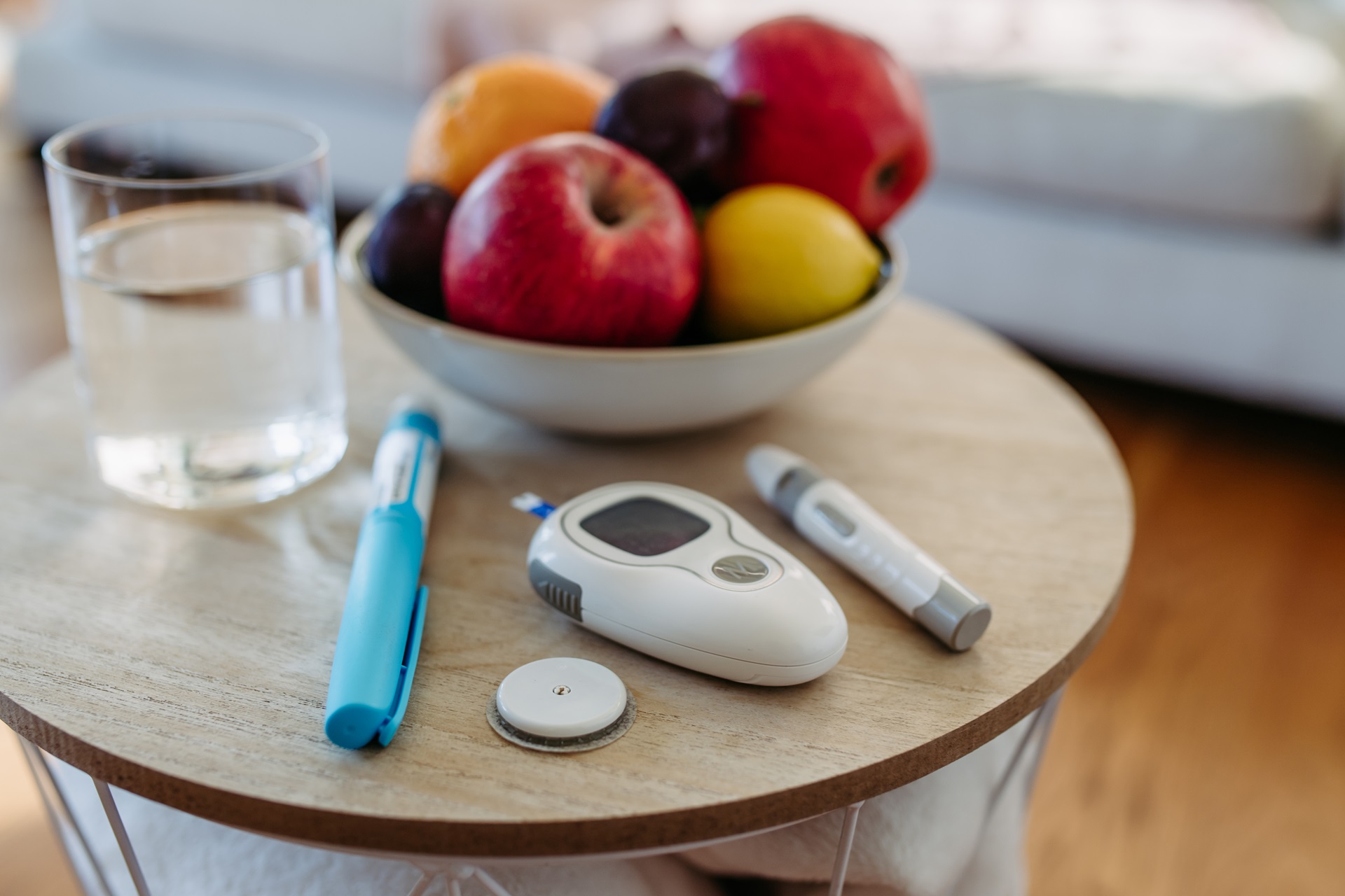 close up of diabetes supplies and devices on table 2023 11 27 04 53 20 utc